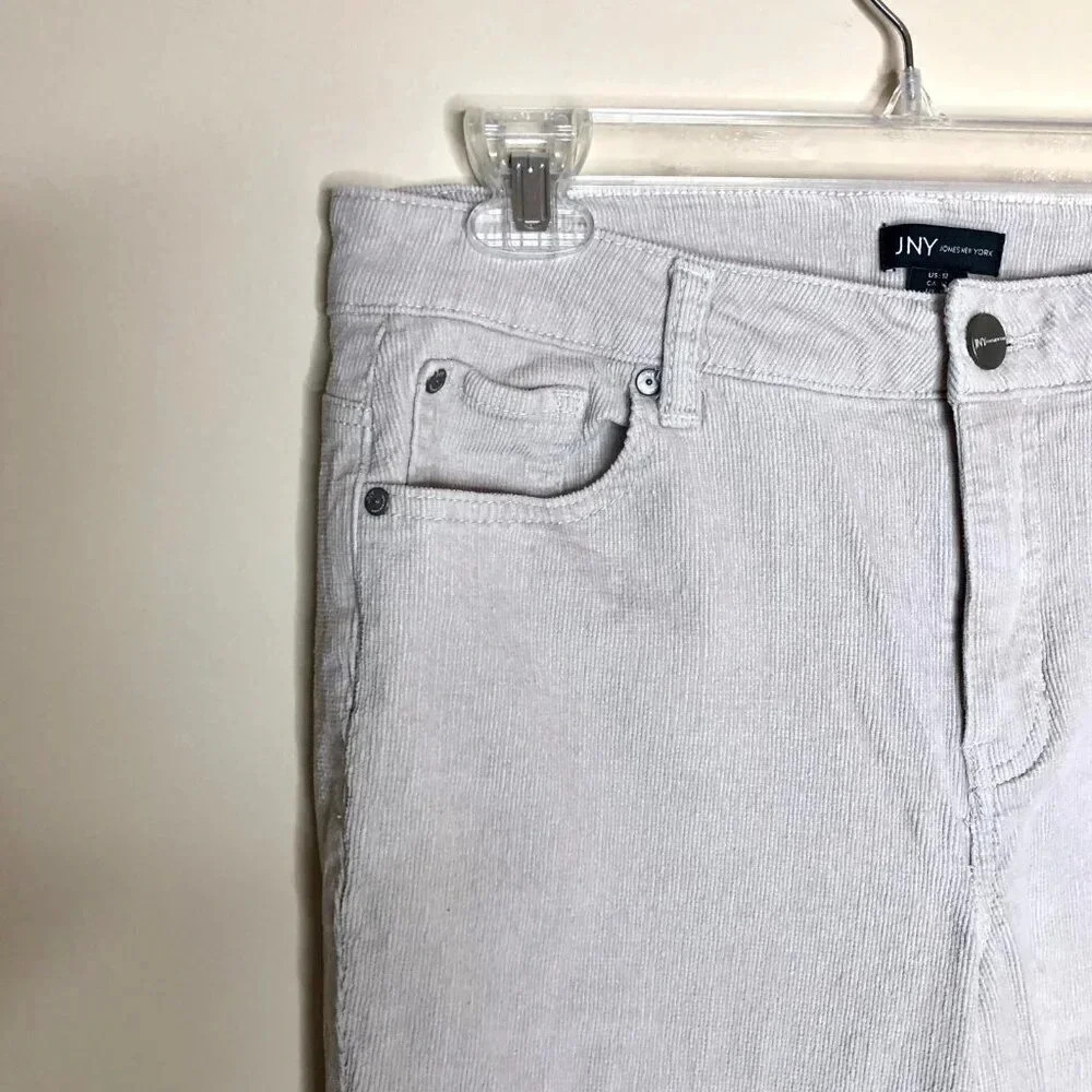 Jones of New York Corduroy Straight Leg 5 Pocket Cream Color Jeans, Size 12 - Picture 2 of 8